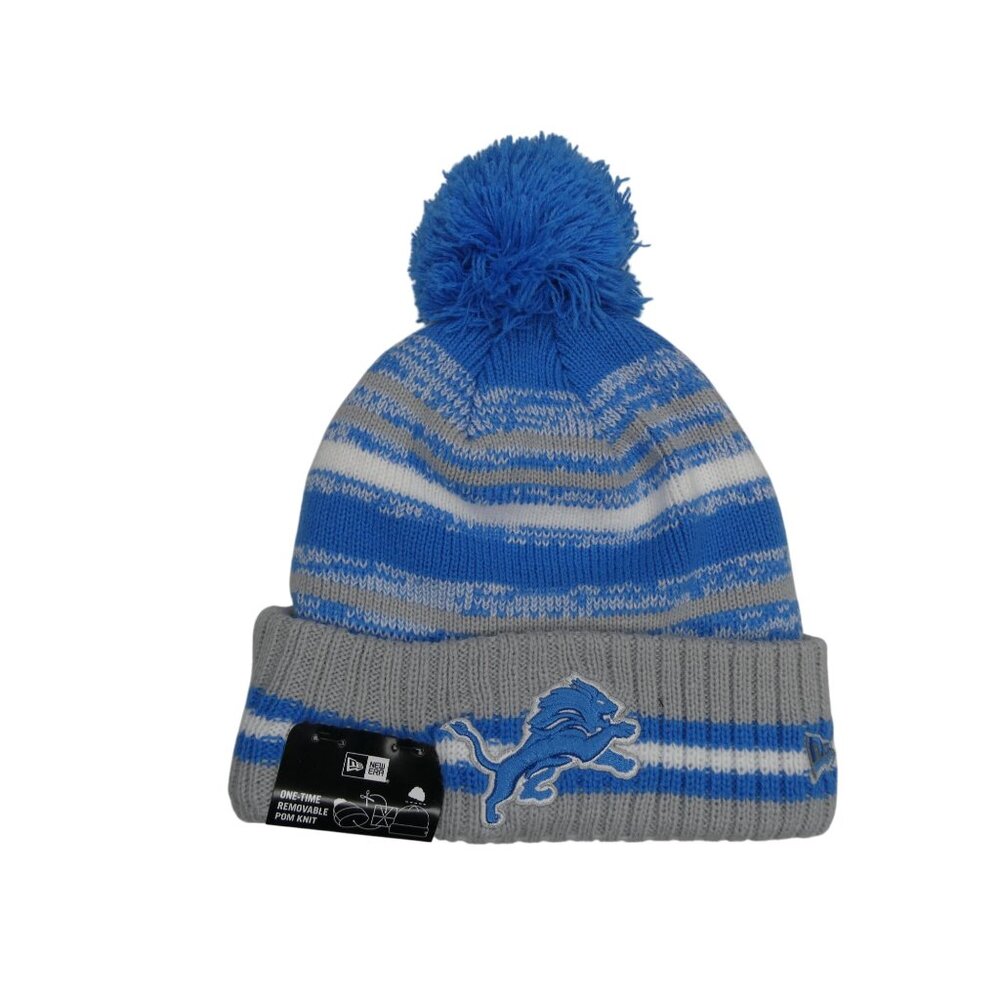 Authentic NFL Detroit Lions Skull Beanie Gray & Honolulu Blue One Size Fits Most